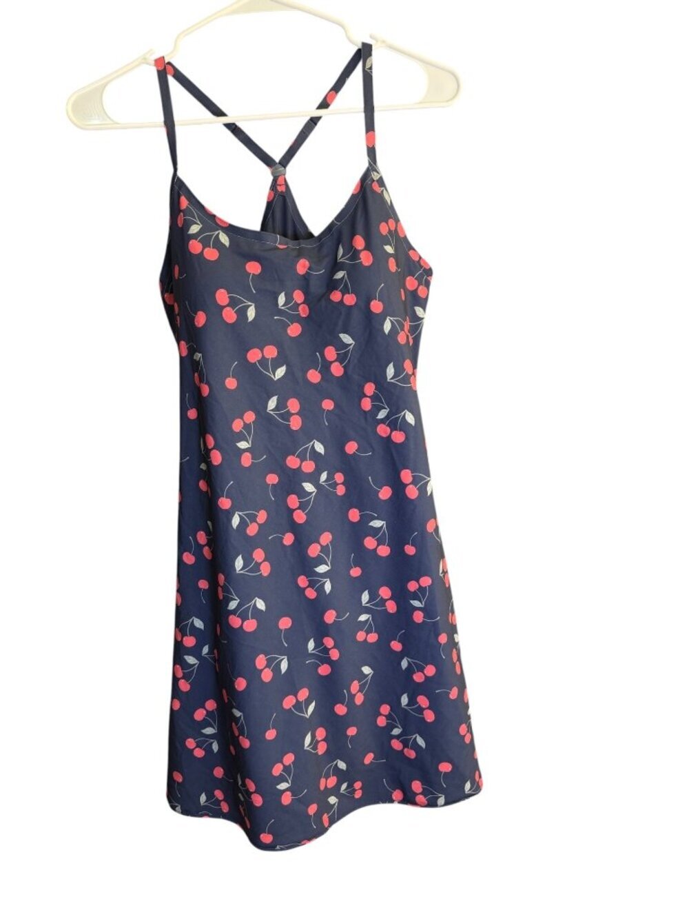 Outdoor Voices Womens Cherry Print Exercise Dress Shorts built in Navy Blue M